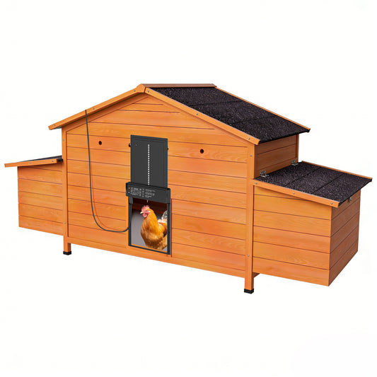 Automatic Chicken Coop With Solar-Powered Door, Weatherproof Design, Ventilated, With 2 Nesting Boxes, Timer & Light Sensor Durable Outdoor Chicken House With Pull-Out Tray For Easy Cleaning