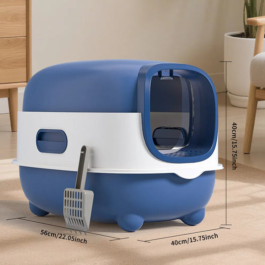 High-Capacity Enclosed Cat Litter Box & Odor-Lock, Scratch-Resistant, Ideal For US Households