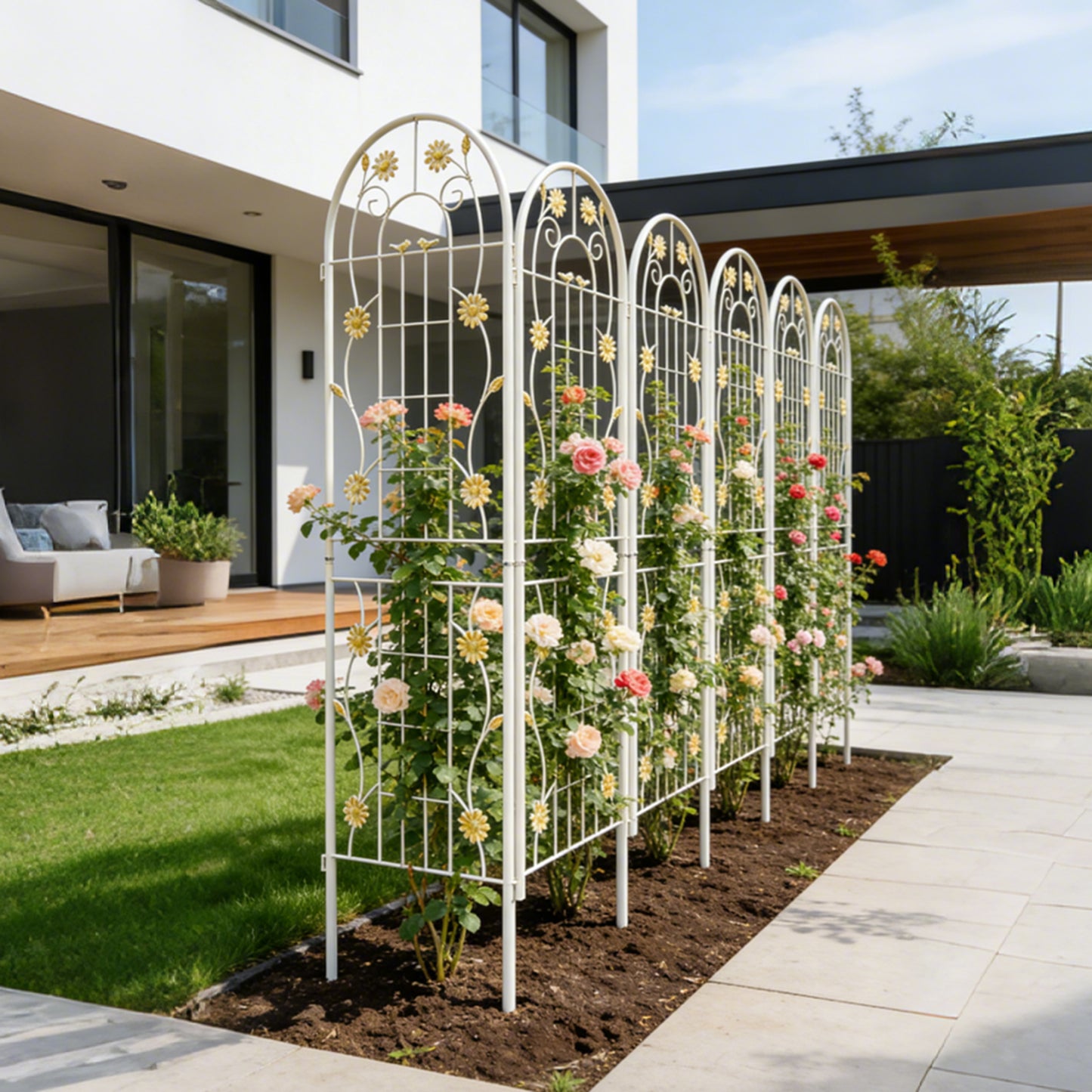 4 Pack Metal Garden Trellis 71  X 19.7  Rustproof Trellis For Climbing Plants Outdoor Flower Support Cream White