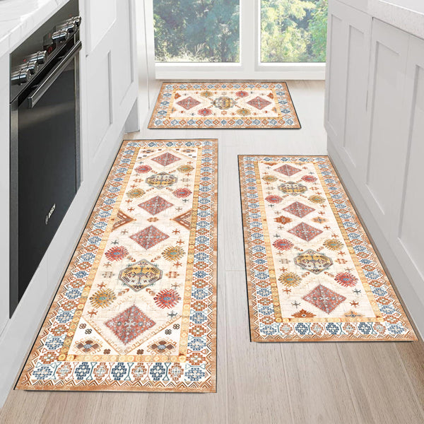 Boho Kitchen Rug Sets 3 Piece With Runner Non Slip Kitchen Rugs And Mats Washable Kitchen Mats For Floor Thick Kitchen Floor Mat Carpet Runner Rugs For Hallway Laundry Holiday Decor