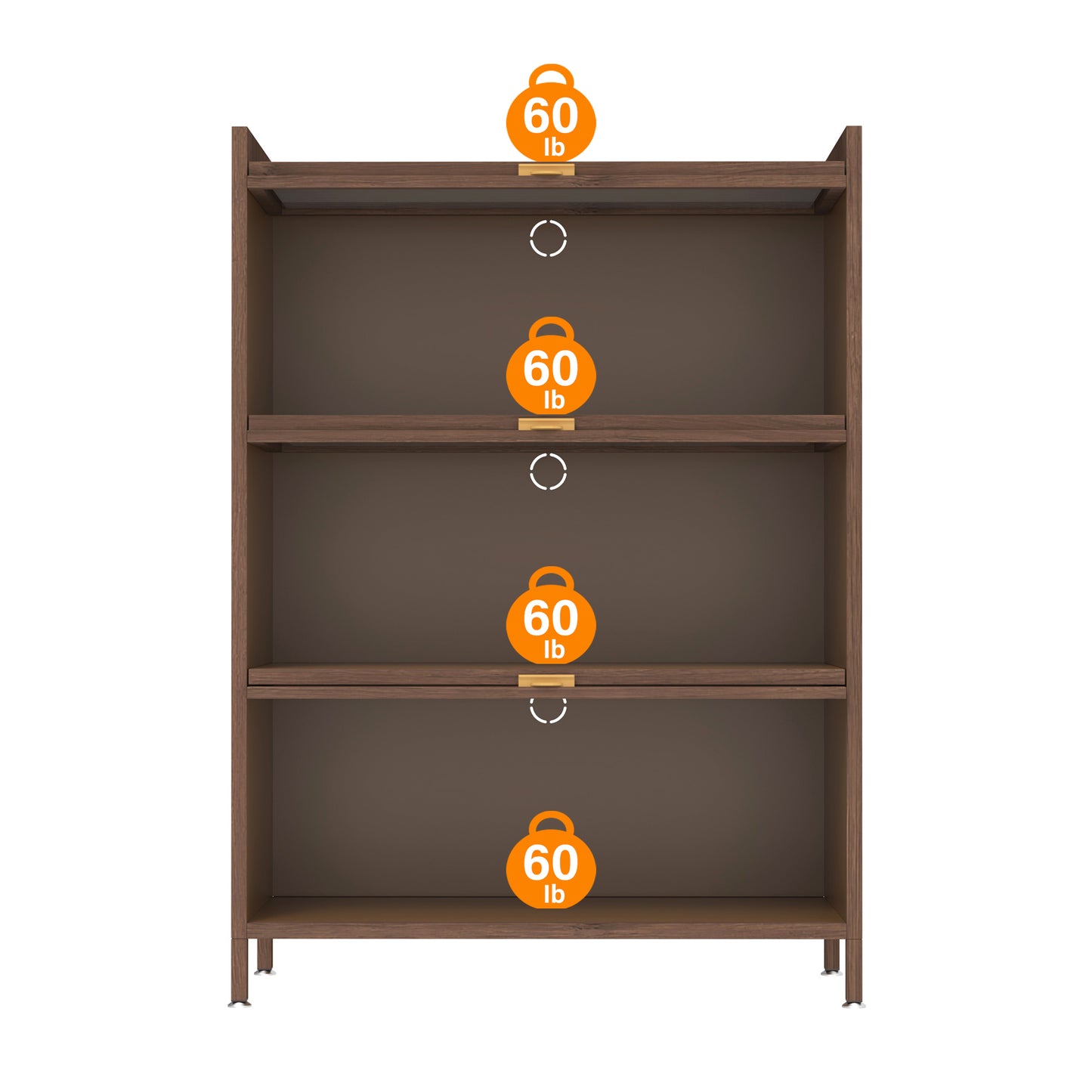 44'' Tall Metal 3 Flip Doors Cabinet, With Ample Storage Space For Bedroom, Office, Living Room, Hallway, Entryway Walnut