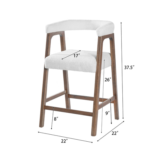 26 Seat Height Bar Stools With Back,  Comfortable Counter Stools For Kitchen Island Dining Room, Set Of 2