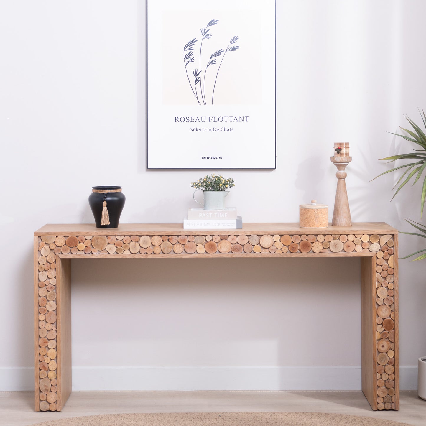 Rustic Wood Console Table With Natural Log Accents  62  Entryway Table, Narrow Sofa Table, Hallway Accent Table Modern Farmhouse Style