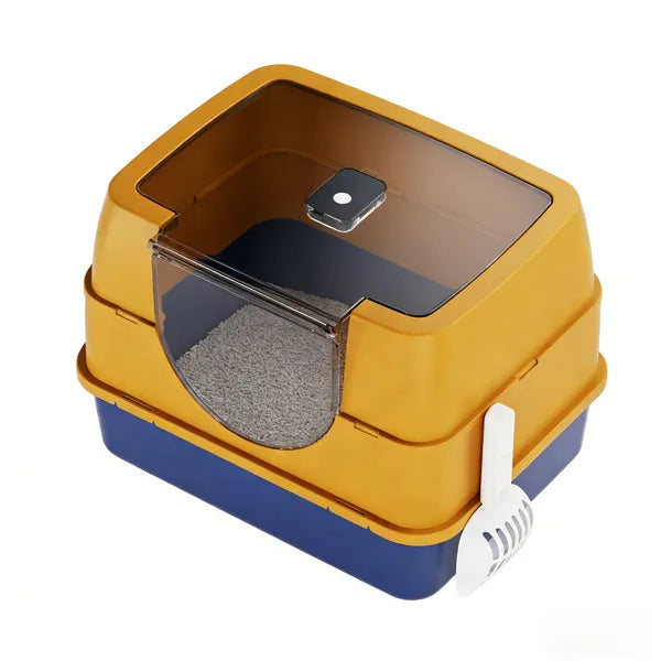 Galaxy Enclosed Orange Cat Litter Box, Sealed To Prevent Odors And Sanding, Stable And Durable, Suitable For Pet Families Worldwide