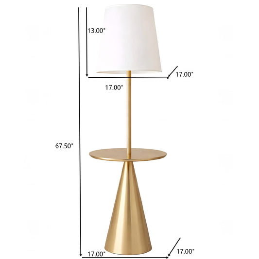 Celestial Modern Floor Lamp With Brass Accent Table With Large White Shade