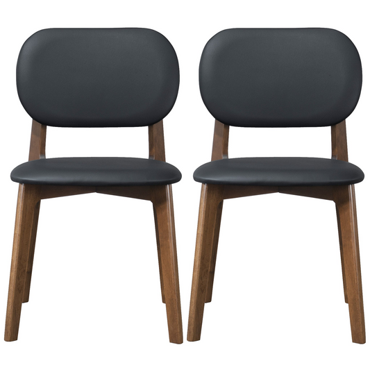 Kelsey  Black Leather Dining Chair  Set Of 2  18.1 W X 21.1 D X 31.7 H