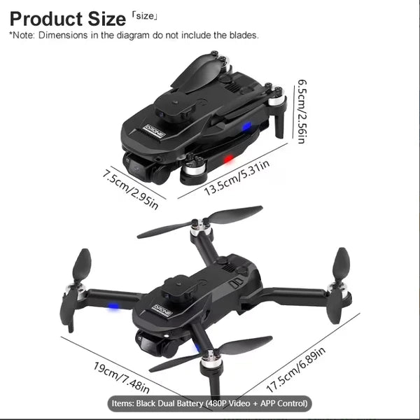 F196 Beginner-Friendly FPV Drone With Dual Cameras & Obstacle Avoidance - 480P Video, Optical Flow Hover, WiFi App Control, Foldable Design, Dual Batteries, Storage Bag, Extra Parts & Remote Included
