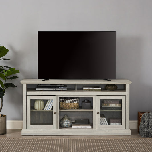 Contemporary TV Media Stand Modern Entertainment Console For TV Up To 65  With Open And Closed Storage Space, Stone Gray, 60 Wx15.75 Dx29 H