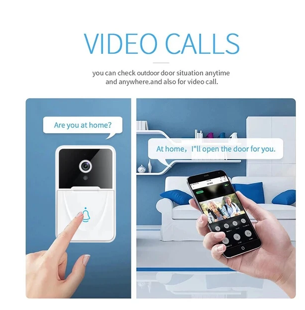 Wireless Security WiFi Smart Doorbell Intercom Video Camera Bell Chime Door Ring