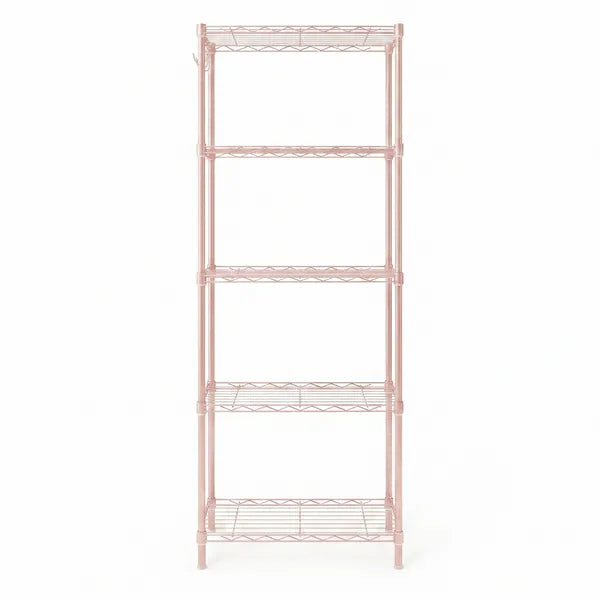 5-layer Adjustable Shelf With Adjustable Spacing, Pin-type Deformable Structure, Adjustable Feet, Display Rack, Iron, 54x29x150cm, Powder Coated With High-gloss Powder