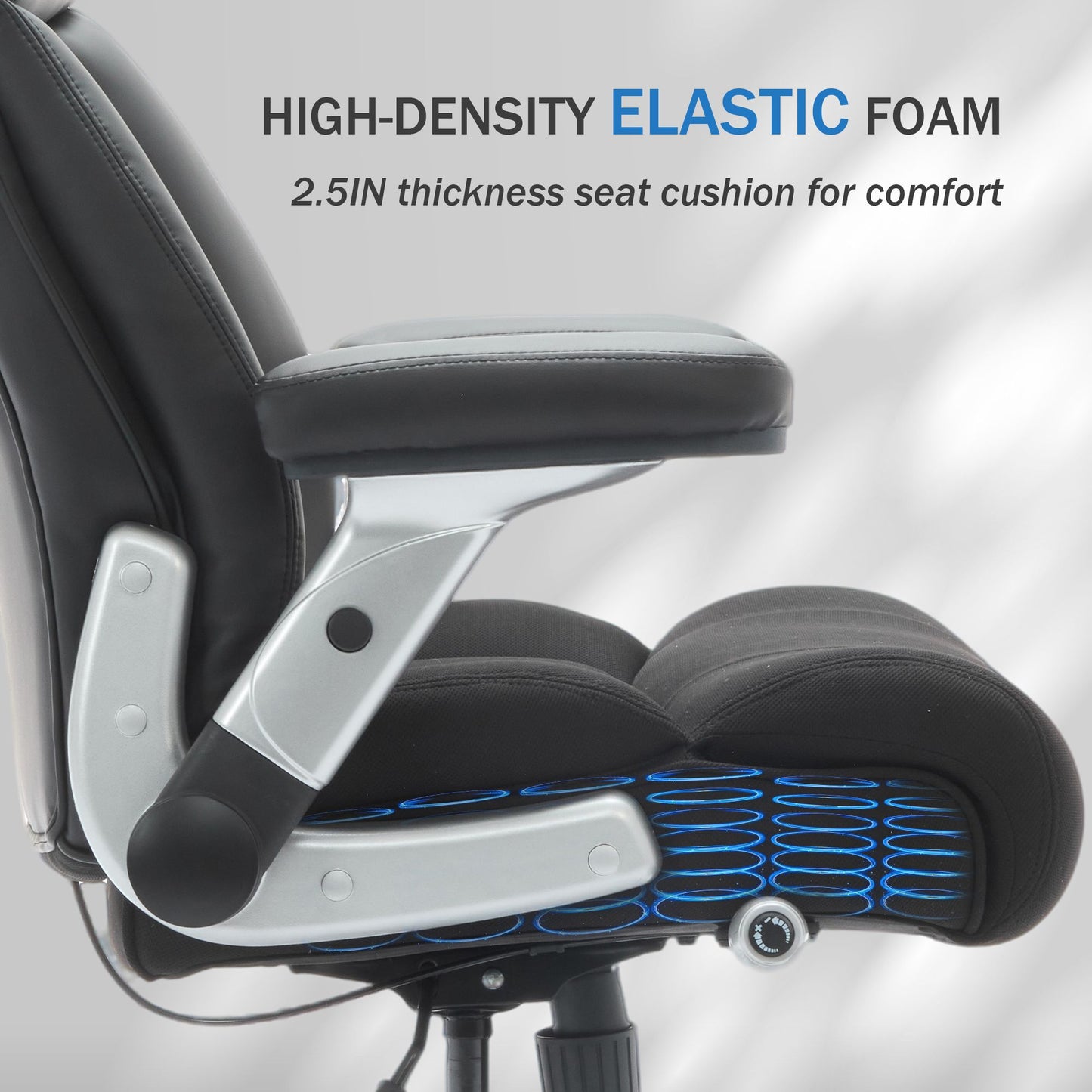 500lbs Big And Tall Office Chair With Adjustable Lumbar Support, Executive Office Chair Heavy Duty With Flip-up Armrest And Wider Seat, Ergonomic Leather Chair Breathable With Quiet Rubber Wheels.