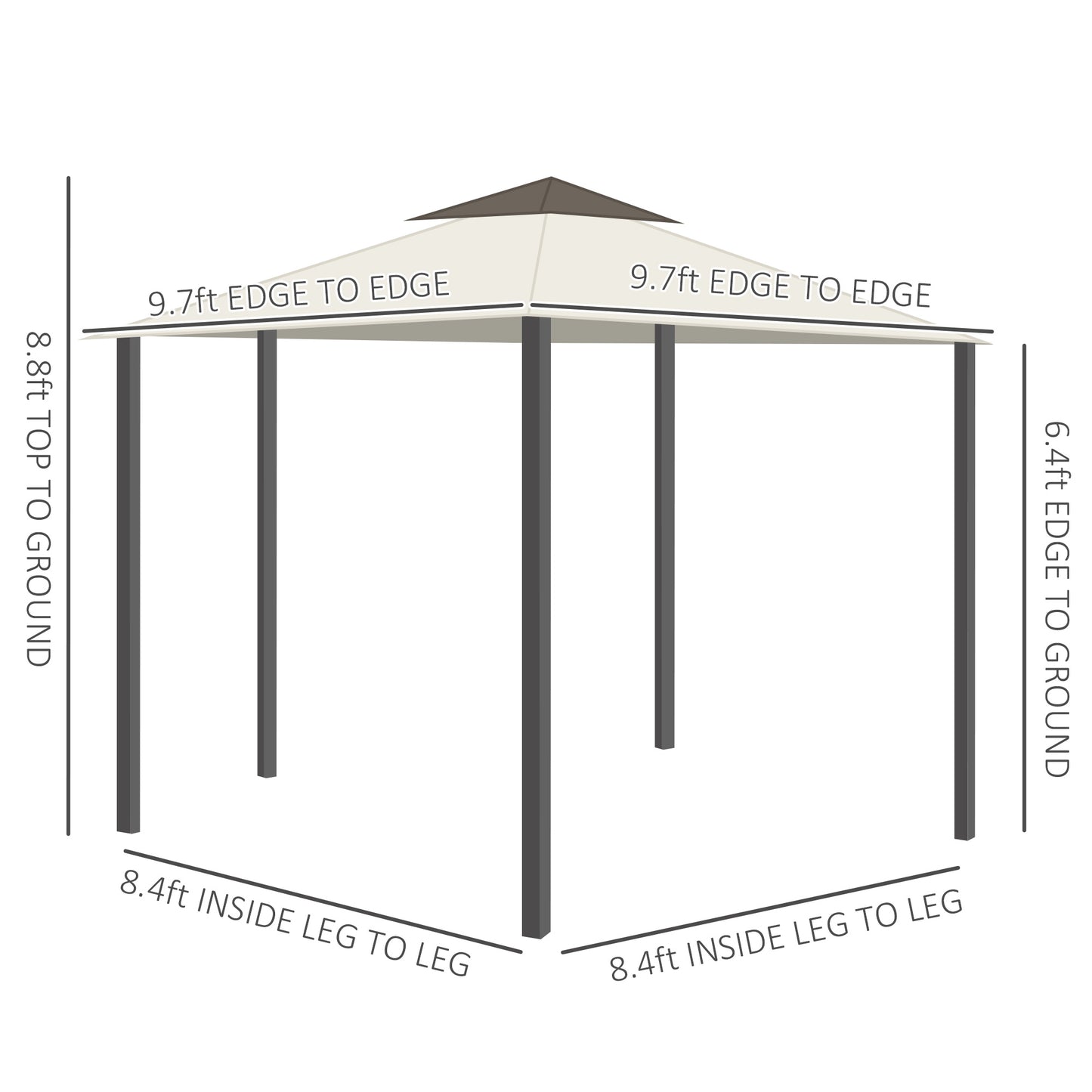 10' X 10' Patio Gazebo, Double Roof Outdoor Gazebo With Privacy Curtains, Mesh Netting, Aluminum Frame Outdoor Canopy Shelter, Cream White
