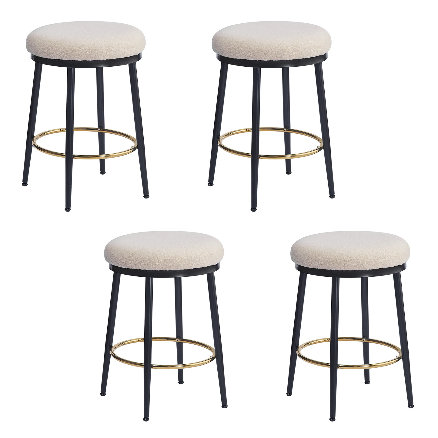 24.75 Modern Counter Stools Set Of 4,White Counter Stools With Iron Frame,Sponge Cushion,Footrest,suitable For Kitchen Bedroom Dining Room.