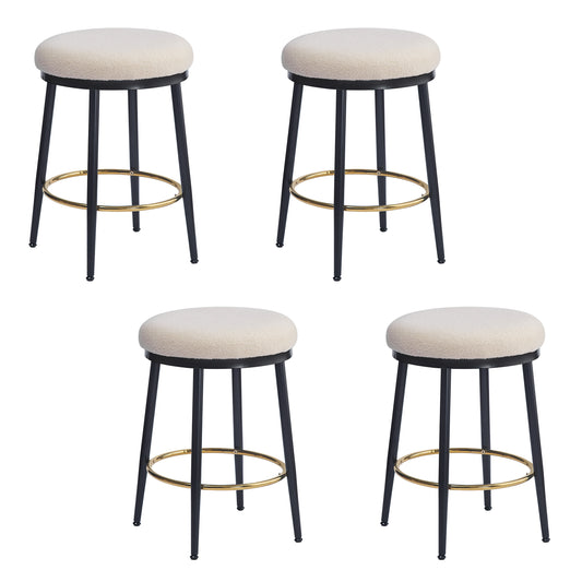 24.75 Modern Counter Stools Set Of 4,White Counter Stools With Iron Frame,Sponge Cushion,Footrest,suitable For Kitchen Bedroom Dining Room.
