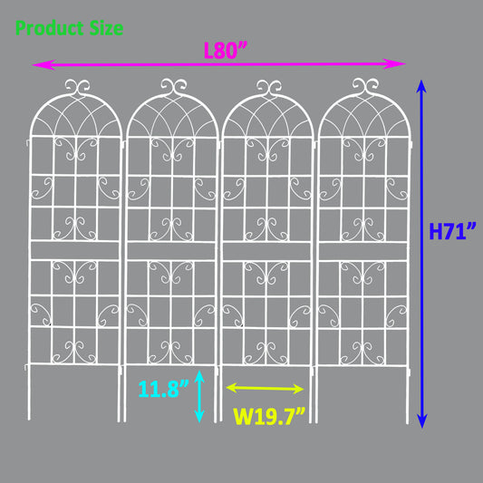 4 Pack Metal Garden Trellis 71  X 19.7  Rustproof Trellis For Climbing Plants Outdoor Flower Support Cream White