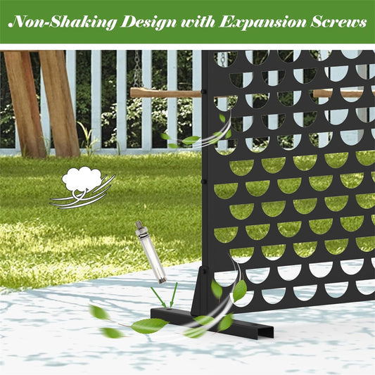 Metal Privacy Screens And Panels With Free Standing, Freestanding Outdoor Indoor Privacy Screen, Decorative Privacy Screen For Balcony Patio Garden, Semi-Circular Shape