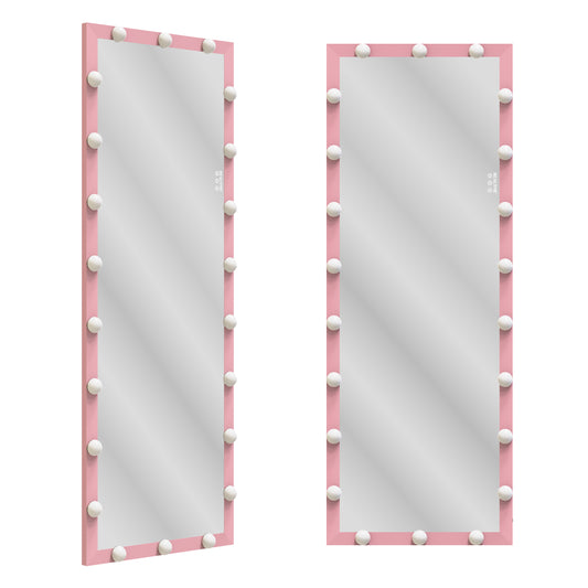 Full Length Mirror With Lights Full Body Vanity Mirror With 3 Color Modes Wall Lighted  Standing Floor Mirror For Dressing Room Bedroom Hotel Touch Control  62.6 X23.3