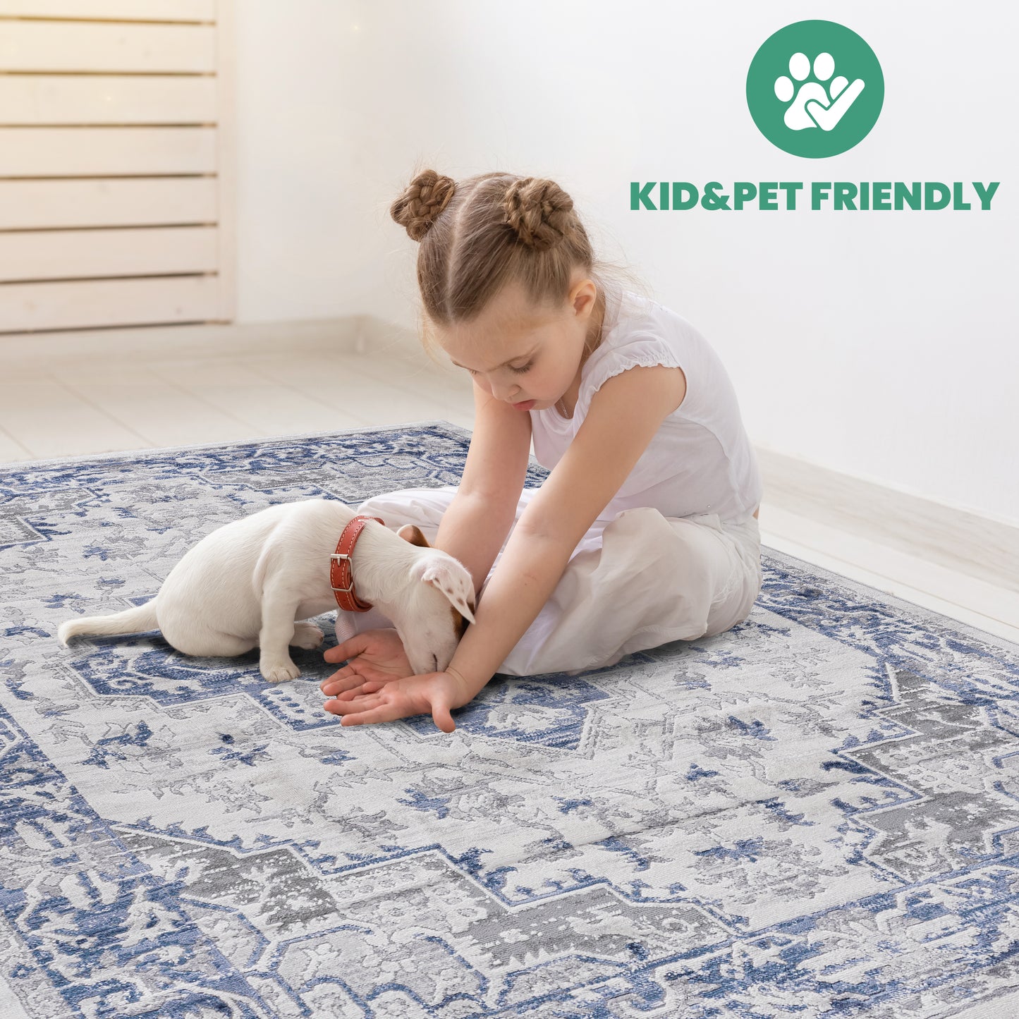 MARFI  5X7 Blue  Grey  Oriental Area Rug