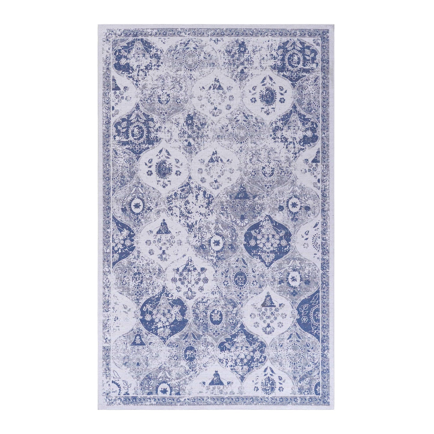 MAVAL Blue Washable Rug 4x6 Area Rug  Blue, 4' X 6'