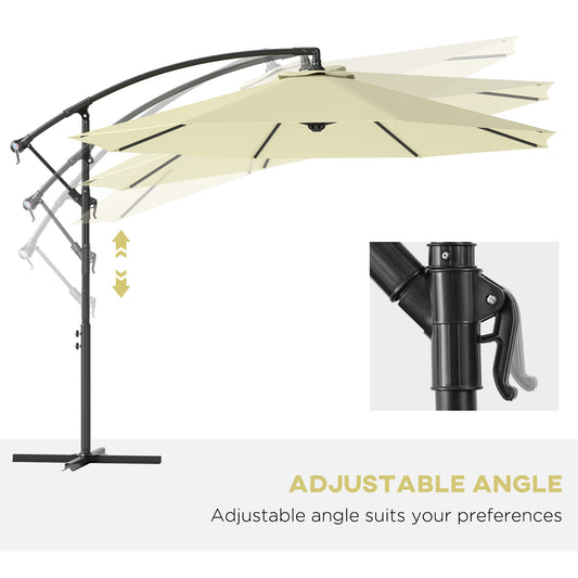 10 Cantilever Tilt Offset Patio Umbrella W UV & Water Safe Material & Cross Base Weight Not Included, Beige