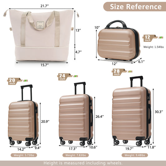 Hardshell ABS Luggage Set - Lightweight & Durable Suitcases With Dual Spinner Wheels, Carry-On & Check-In Sizes For Travel & Business
