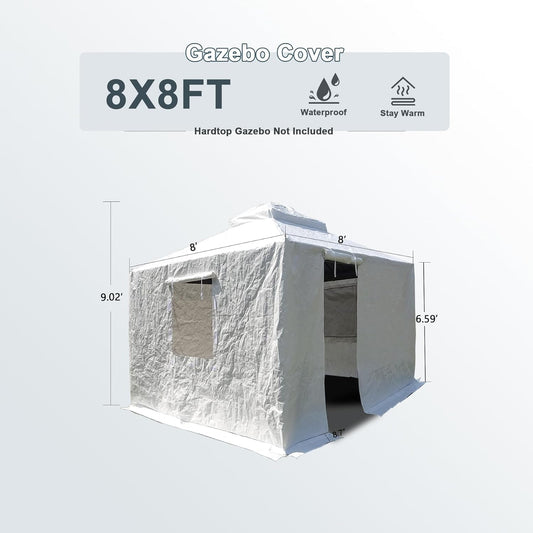 Gazebo Cover For 8 X 8 Metal Patio Gazebo, White