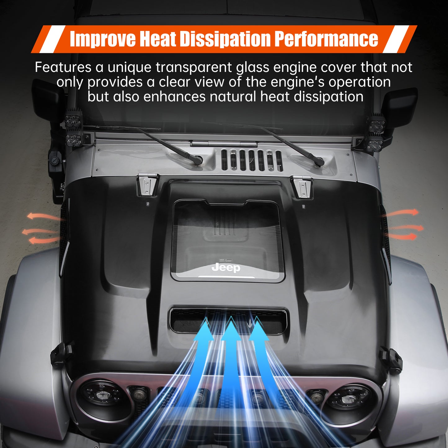Replacement Hood Vented Heat Dispersion For 2007-2017  Wrangler JK JKU Hood Upgrade