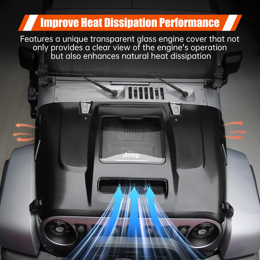 Replacement Hood Vented Heat Dispersion For 2007-2017  Wrangler JK JKU Hood Upgrade