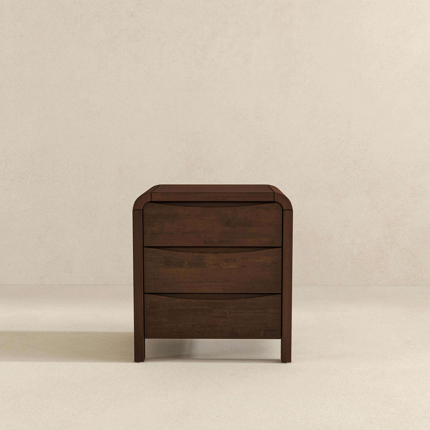 Lionel Mid Century Modern Solid Wood 3-Drawer Nightstand In Brown 23.6  H X 20.4  W X 15.7  D For Bedroom, Hallway, Entryway, Closet