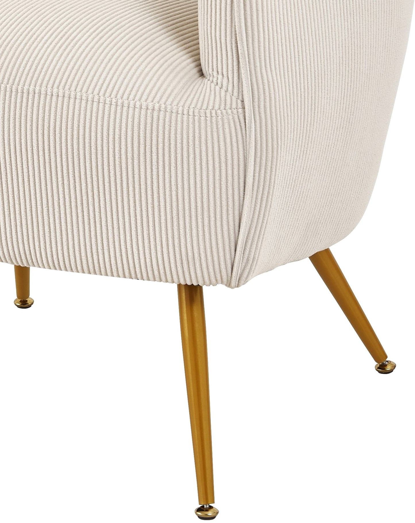 Corduroy Accent Chair With Gold Metal Legs, Modern Upholstered Armchair, Comfy Barrel Chair For Living Room Bedroom