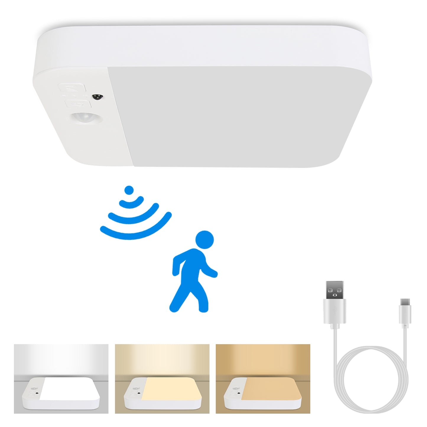 1Pc Or 2Pcs Motion Sensor Ceiling Light With Remote Rechargeable Wireless Flush Ceiling Light With 3000K 4500K 6000K 3 Timer 10 Brightness For Closet Stairs Garage Bathroom Hallway