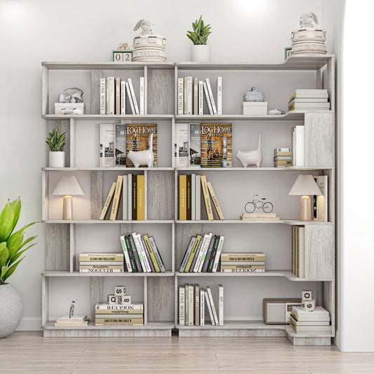 90 Cm Space Saving Corner Bookshelf    80 Cm Bookcase Extendable Free Combination, Set Of 2 Display Shelf, Light Grey Color And Other 4 Colors For Option, Freely Combined And Matched Furniture