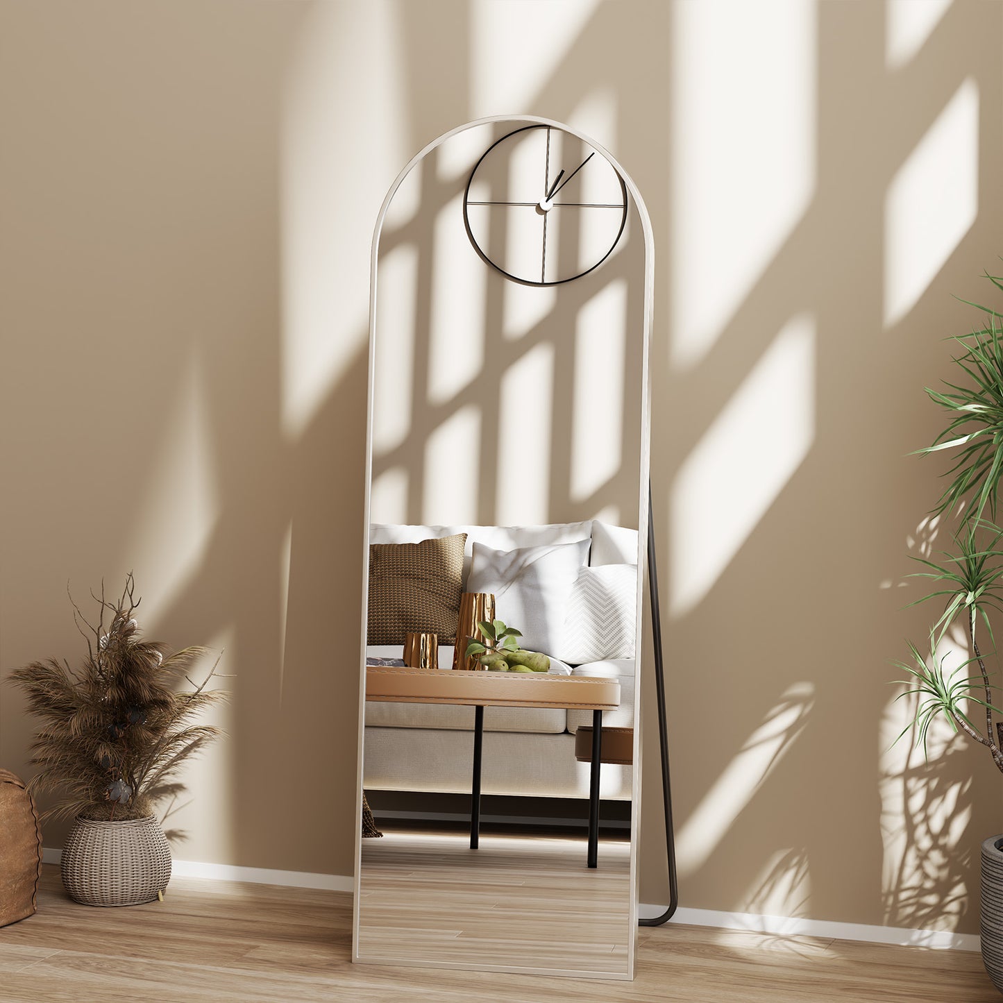 Arched Full Length Mirror, Full Body Standing Mirror, Hanging Or Leaning, For Home, Silver