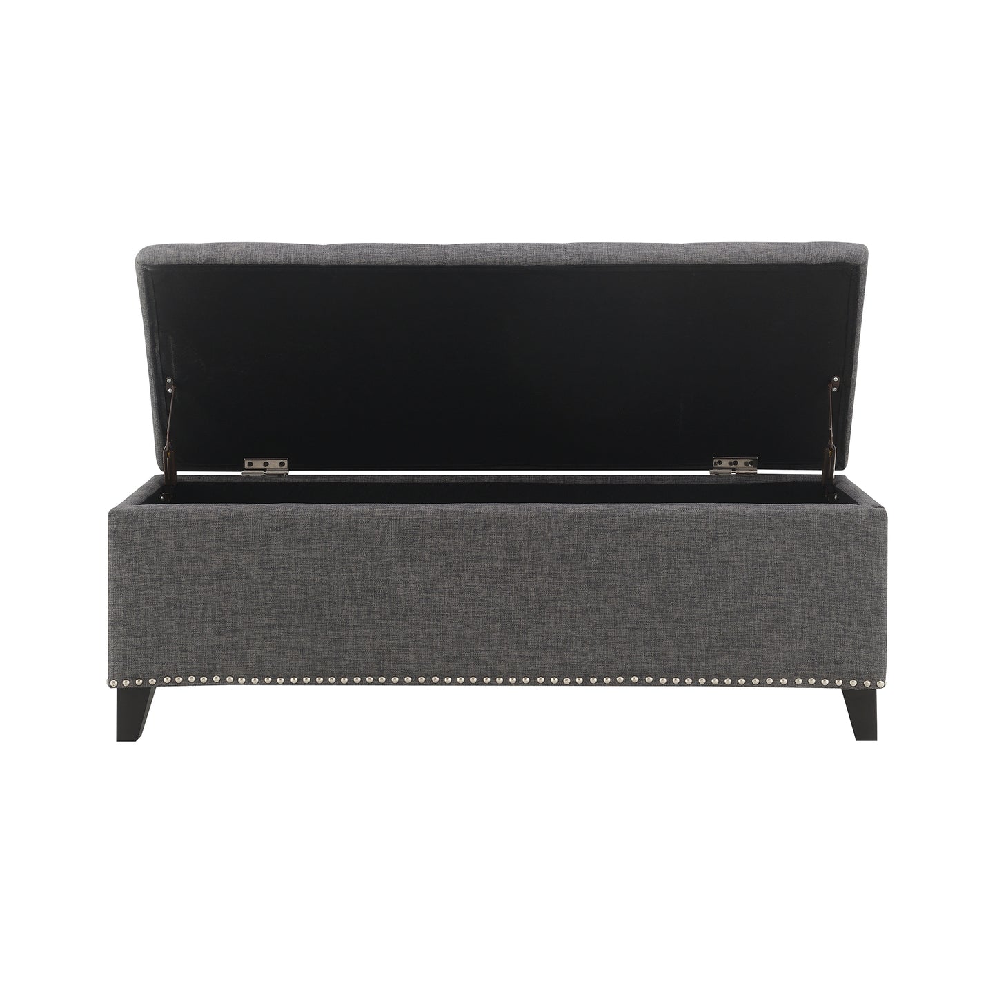 47.5  Storage Ottoman, Storage Bench With Safety Close Hinge, Linen Button-Tufted Ottoman For Living Room, Entryway, Hallway, Foot Rest, Support 500lbs - Dark Grey