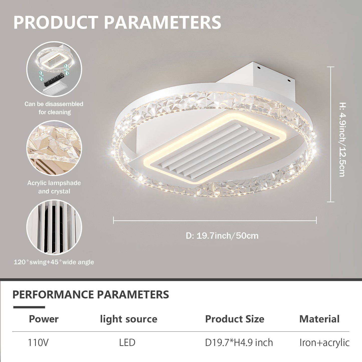 20 LED Bladeless Ceiling Fan Light With Remote Control  Modern Flush Mount Ceiling Lamp With Air Circulation And Adjustable Brightness For Living Room, Dining Room, Or Bedroom