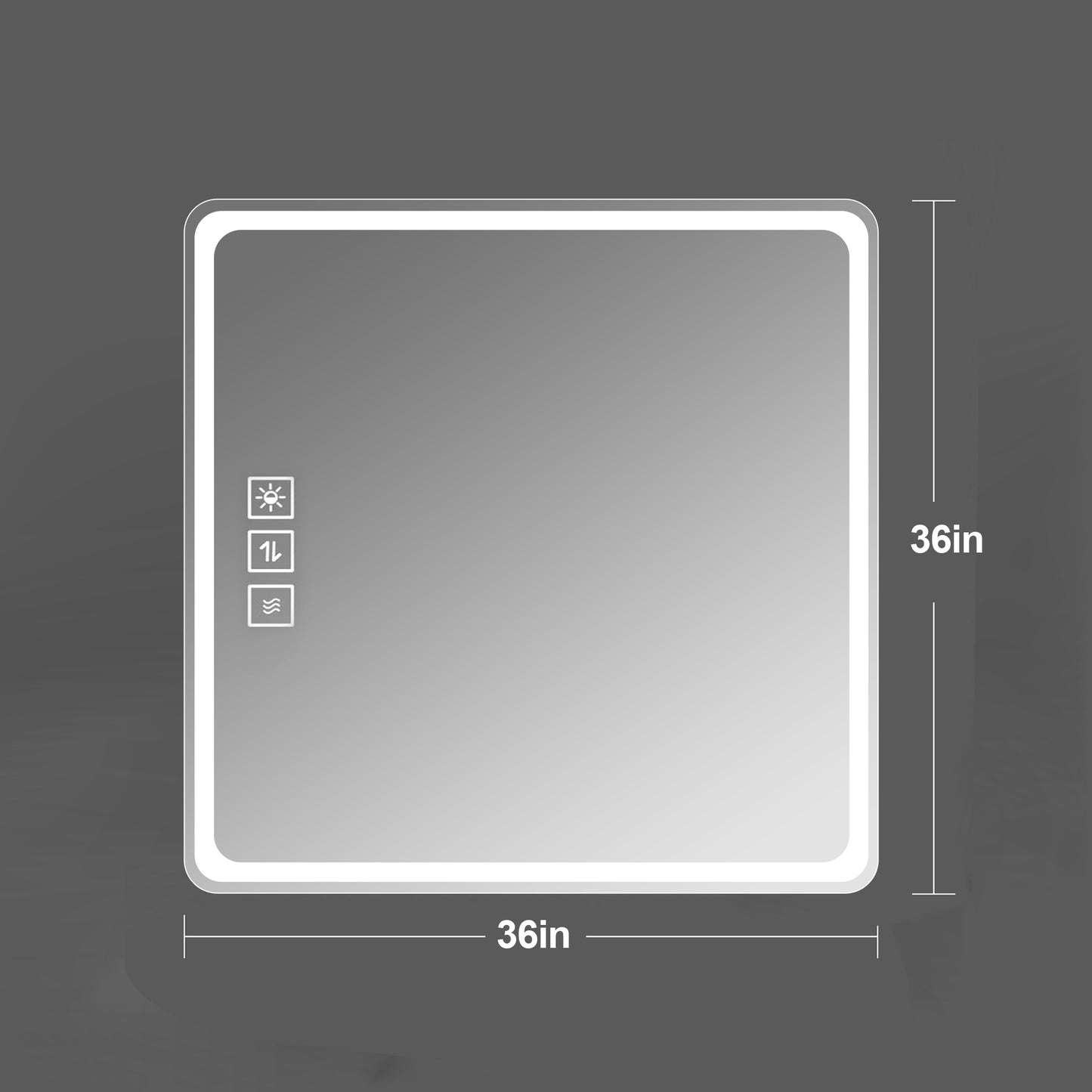 36X36 Inch LED Bathroom Mirror Vanity Mirrors With Front Lights Wall Mounted Anti-Fog Frameless Make Up Mirror With Light 5 Mm Copper-Free Silver Mirror Horizontal Or Vertical
