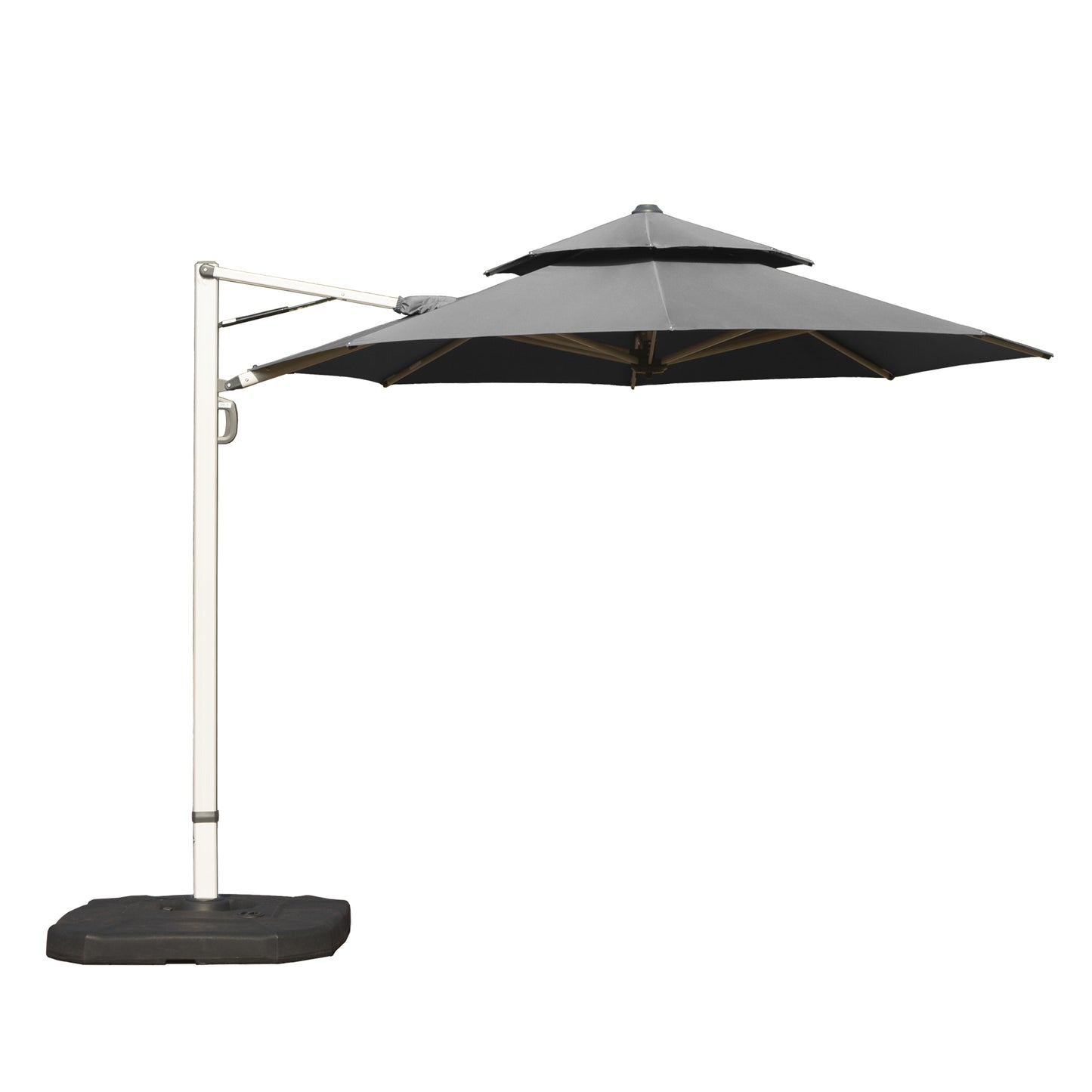 Round Cantilever Umbrella With Center Pole, Gray  Base Not Included
