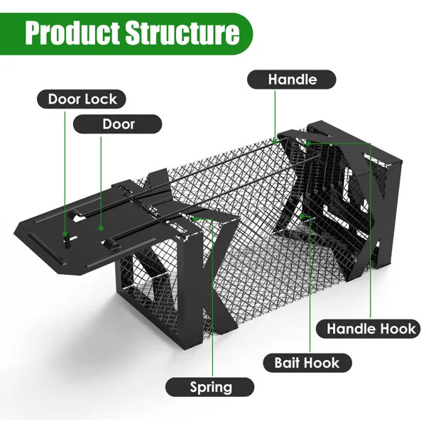 Humane Mouse Trap Cage, Non-Lethal  No Electricity Glue Chemicals , Heavy Duty 1.15mm Metal  Rustproof , Easy Catch & Release For Mice Voles Hamsters, Indoors Outdoors Use