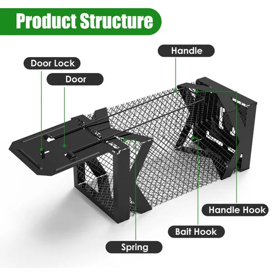 Humane Mouse Trap Cage, Non-Lethal  No Electricity Glue Chemicals , Heavy Duty 1.15mm Metal  Rustproof , Easy Catch & Release For Mice Voles Hamsters, Indoors Outdoors Use