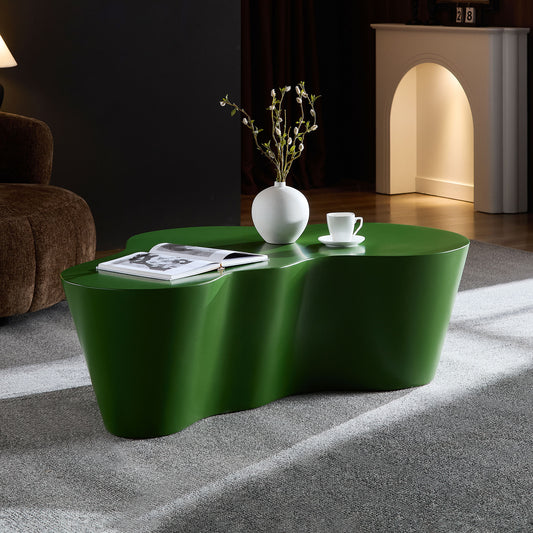 50 Inch Unique Shape Coffee Table Sturdy Fiberglass Tea Table For Living Room No Need Assembly GREEN