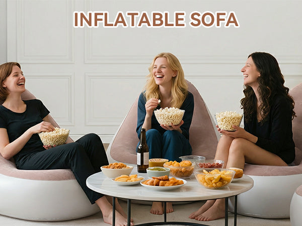 Inflatable Chair With Ottoman Flocked Water Proof Comfortable Blow Up Air Chair Brown