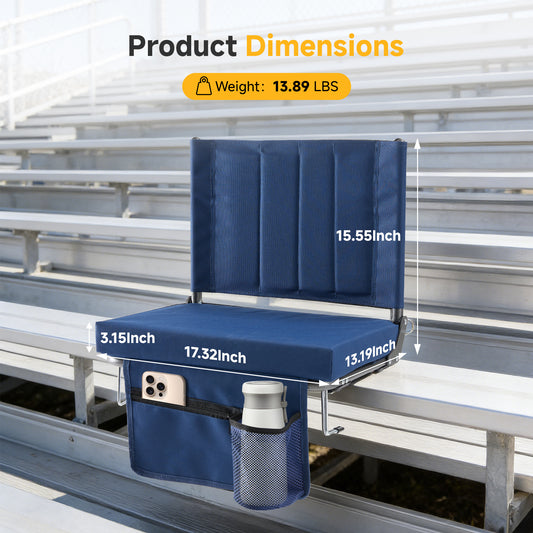 Stadium Seats With Backrest Support, Thick Seats With Cup Holders, Storage Pockets, Padded Shoulder Straps And Built-in Handles, And Step-like Design