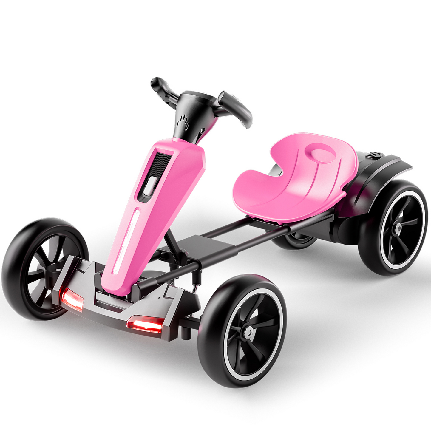12V Electric Kids Pedal Go Kart, Folder Go Kart, Outdoor Ride On Toy With Adjustable Seat, 4 Non-Slip EVA Wheels For Boys And Girls For Age 3-6 Years Old MAGENTA