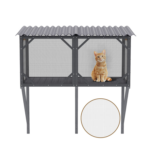 Cat Window Box, 43.3  Catio Outdoor Cat Enclosure With Bug Proof Net For Sunbathing, Napping & Viewing, Window Perch For Large Indoor Cats - All Weather Use, Cat Cage