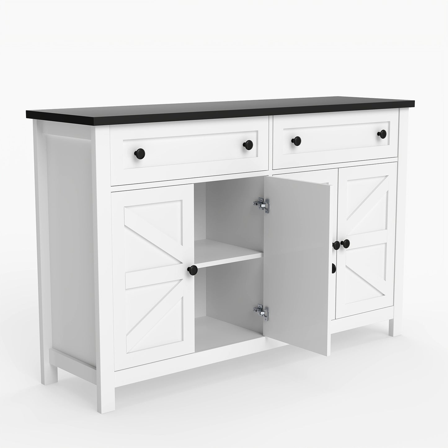 55in Sideboard Buffet Cabinet Kitchen Storage Sideboard With 2 Drawers 4 Doors Modern Farmhouse Coffee Bar Cabinet For Dining Room Living Room