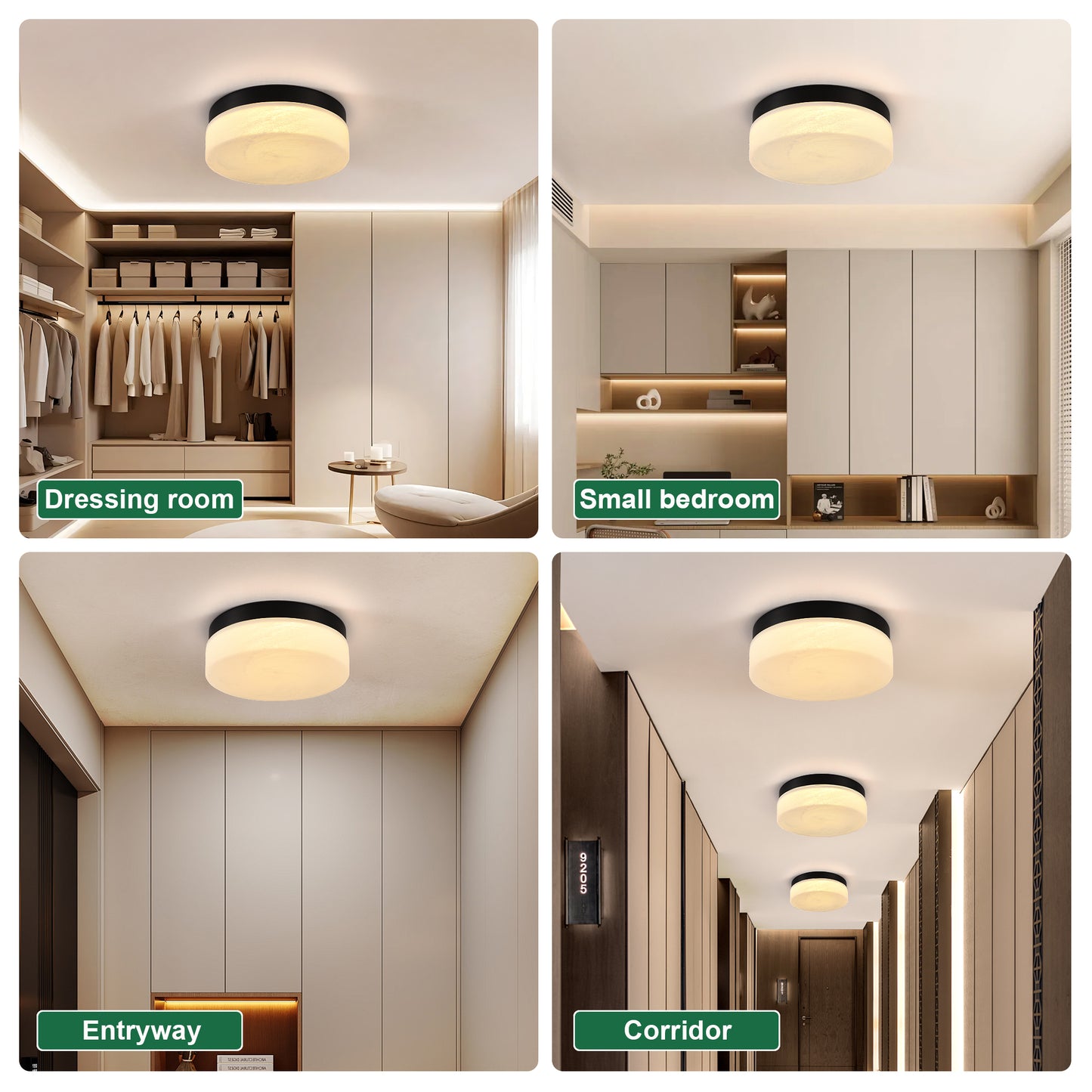 12 Inch LED Ceiling Light, 24W Flush Mount Ceiling Light,Round Low Profile Ceiling Lights For Bedroom, Living Room, Dining Room Black