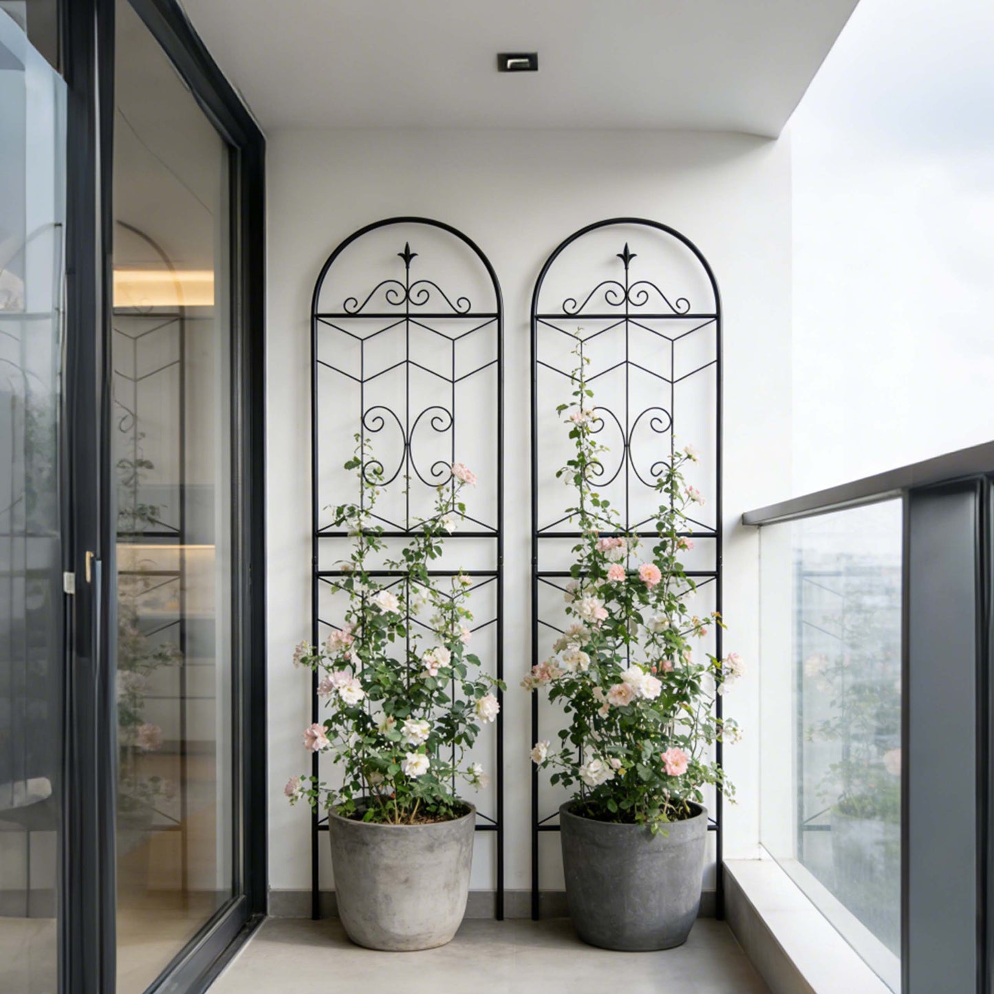2 Pack Metal Garden Trellis 71  X 19.7  Rustproof Trellis For Climbing Plants Outdoor Flower Support Black
