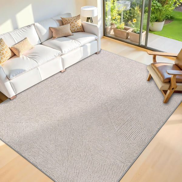 Large Area Rug Living Room Rugs, Brown Soft Machine Washable Rug For Entryway Non-Slip Door Mat, Ultra Soft Area Rug Geometric For Bedroom Kitchen Office, Brown
