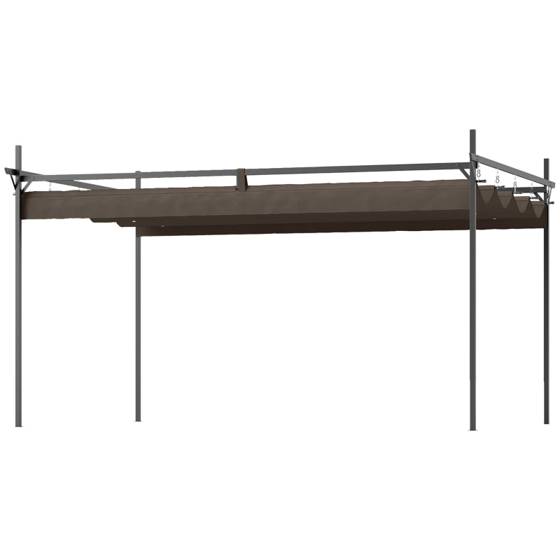 Metal Retractable Pergola Canopy, Outdoor Pergola For Garden, Patio, Backyard, Deck, Brown