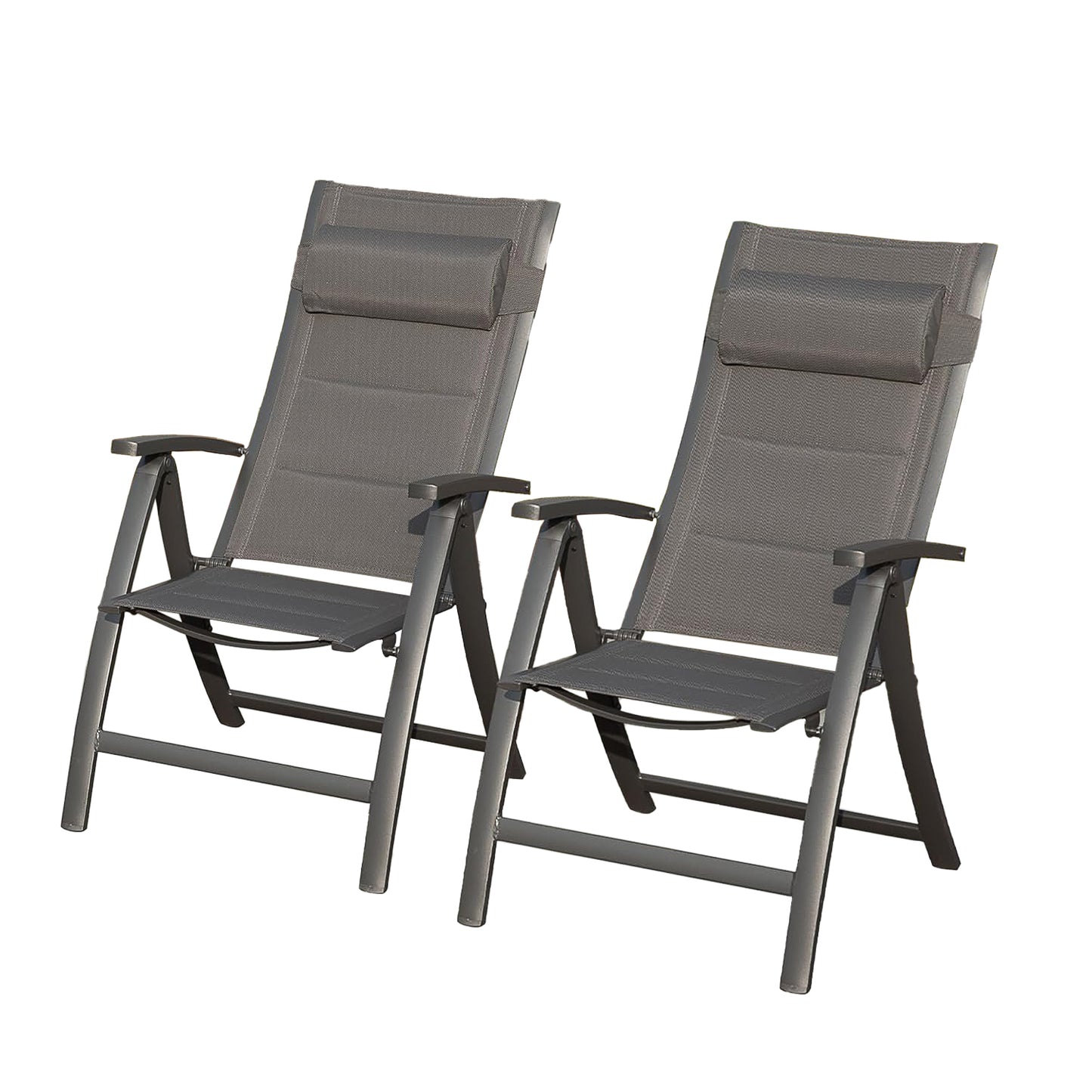 Patio Folding Chairs Set Of 2,Padded Textilene Fabric Seat